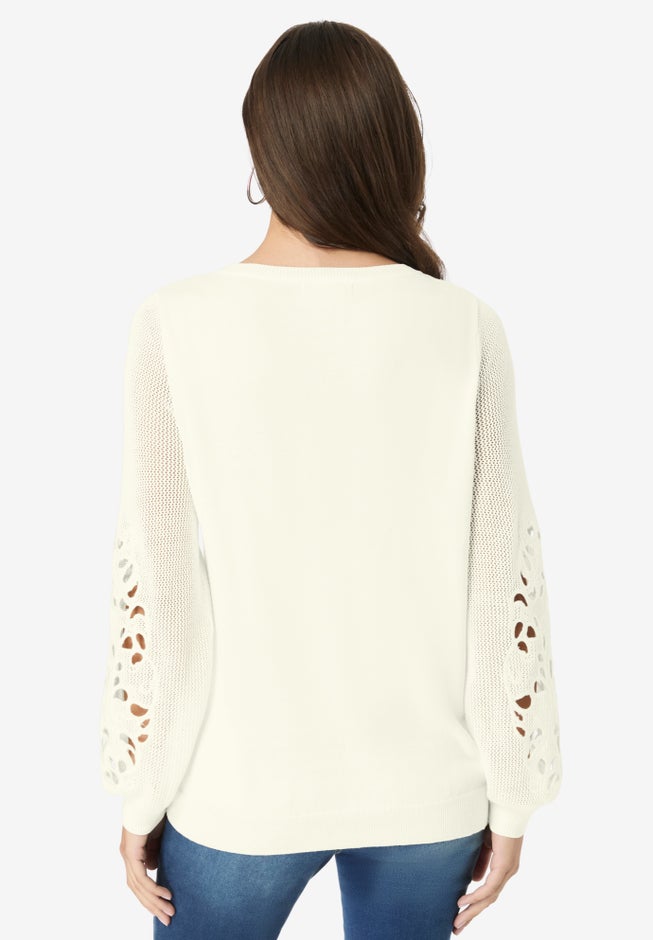 Plus Size Pullover Sweater with Cutout Detail image number 2