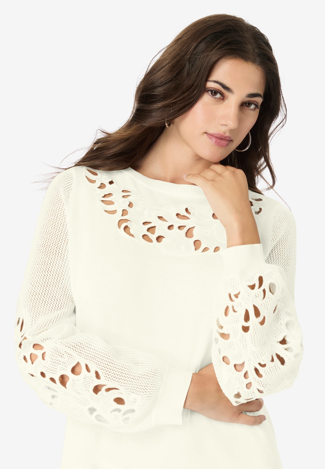Plus Size Pullover Sweater with Cutout Detail image number 4