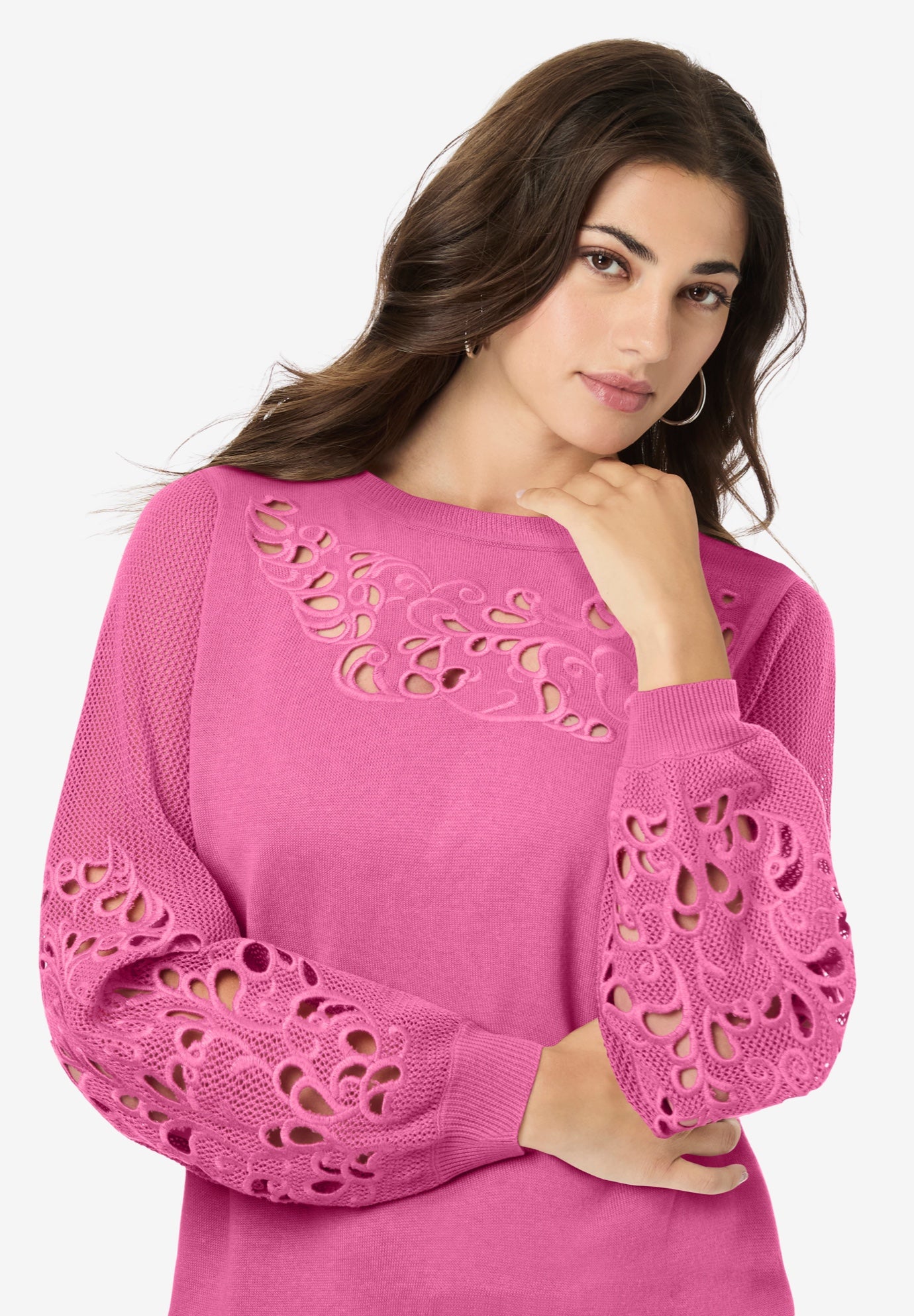 Plus Size Pullover Sweater with Cutout Detail image number 3
