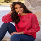 Plus Size Pullover Sweater with Cutout Detail image number 3
