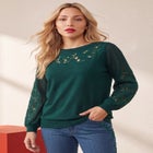 Plus Size Pullover Sweater with Cutout Detail image number 0