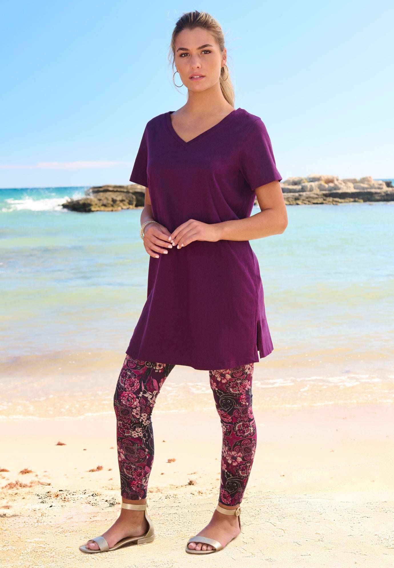 Plus Size Ankle Length Essential Stretch Legging image number 1