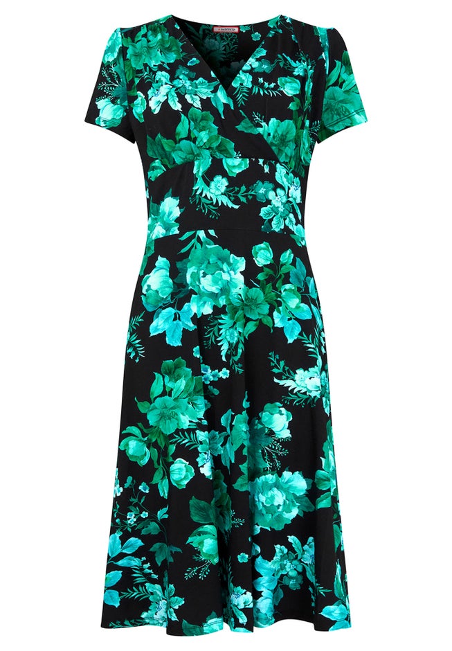 Stretch Knit Faux Wrap Dress image number 3