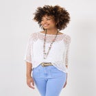 Popcorn Knit Pullover Sweater image number null