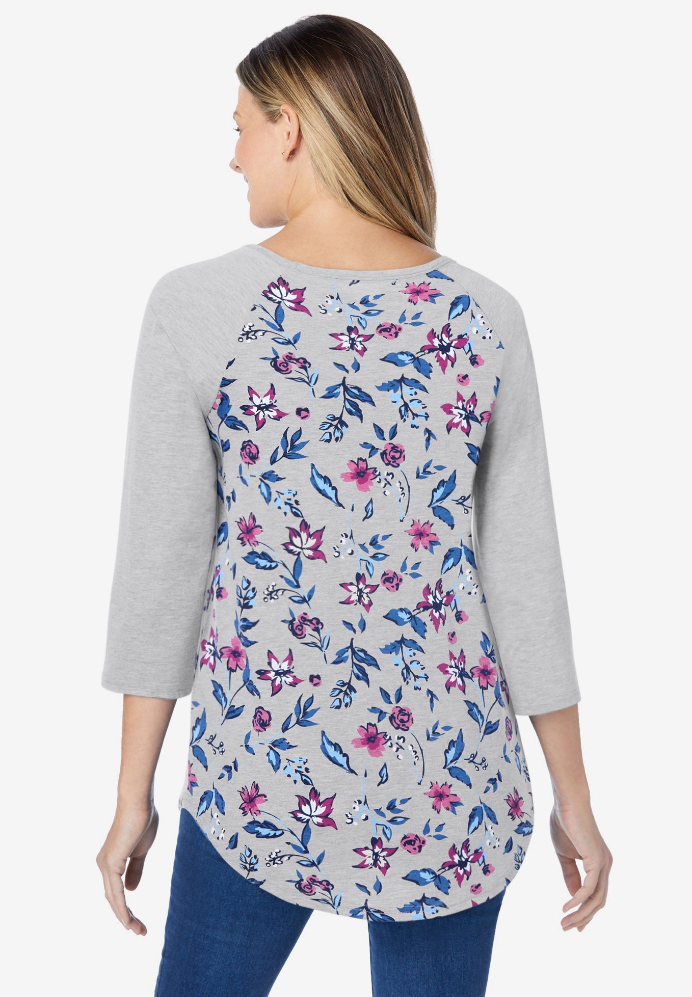 ☆23SS☆【COVERNAT】☆Women's Waffle Raglan T-shir.t☆ Three-Quarter Sleeve Raglan Tee for Women, Heather Grey
