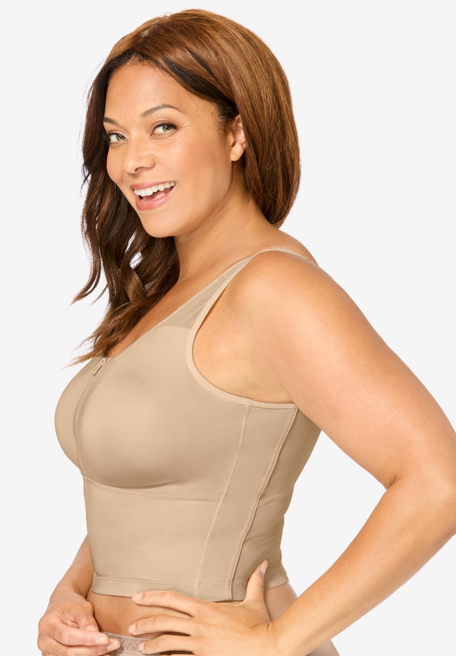 Comfort Choice&reg; Longline Zip-Front Posture Bra image number 1