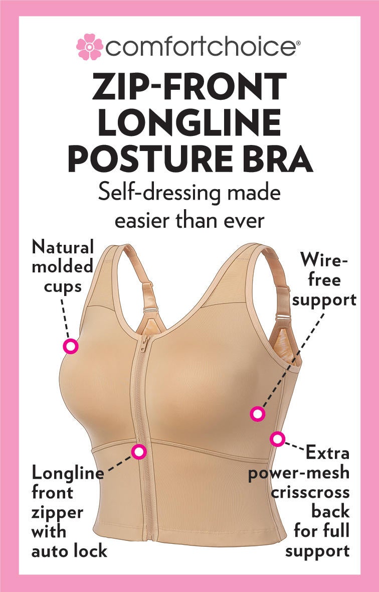 Comfort Choice&reg; Longline Zip-Front Posture Bra image number 3