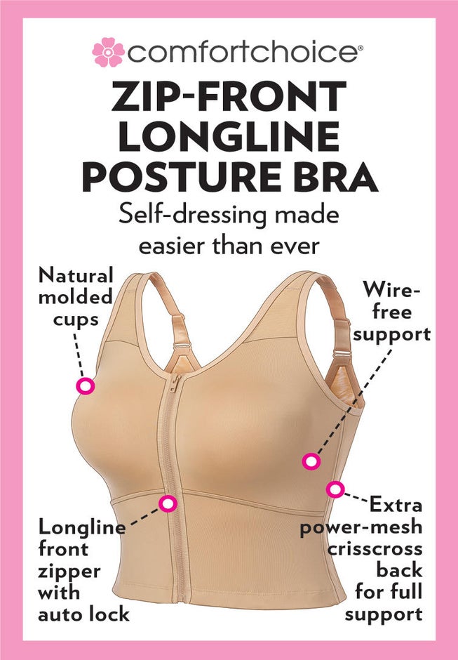 Comfort Choice&reg; Longline Zip-Front Posture Bra image number 3