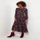 Stretch Knit A-line Midi Dress image number null