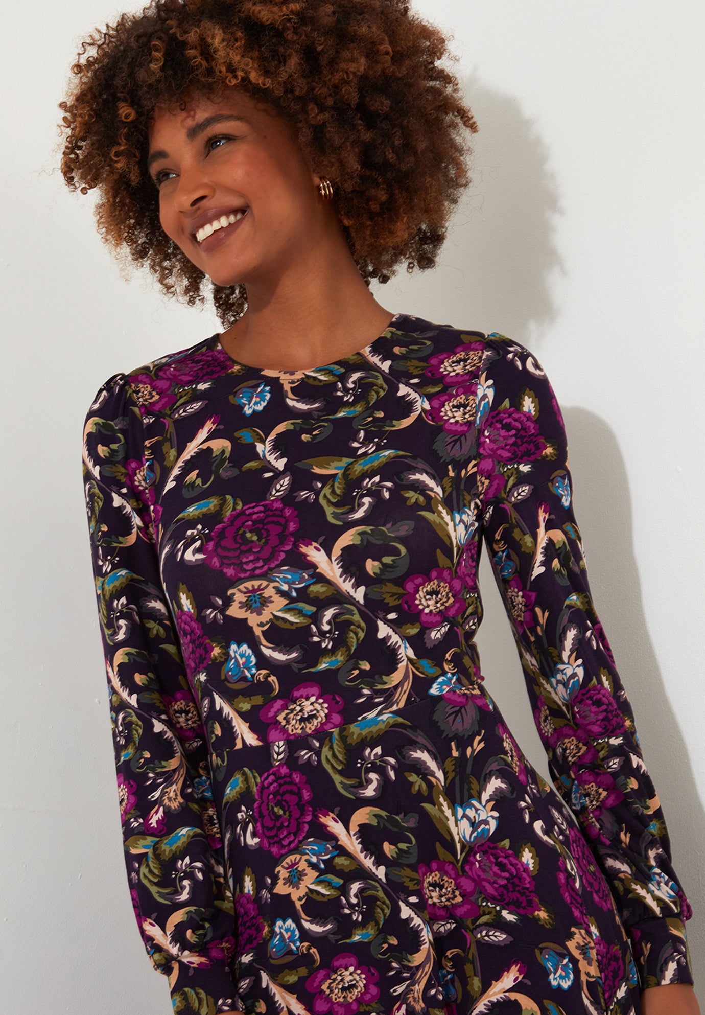 Stretch Knit A-line Midi Dress image number 3