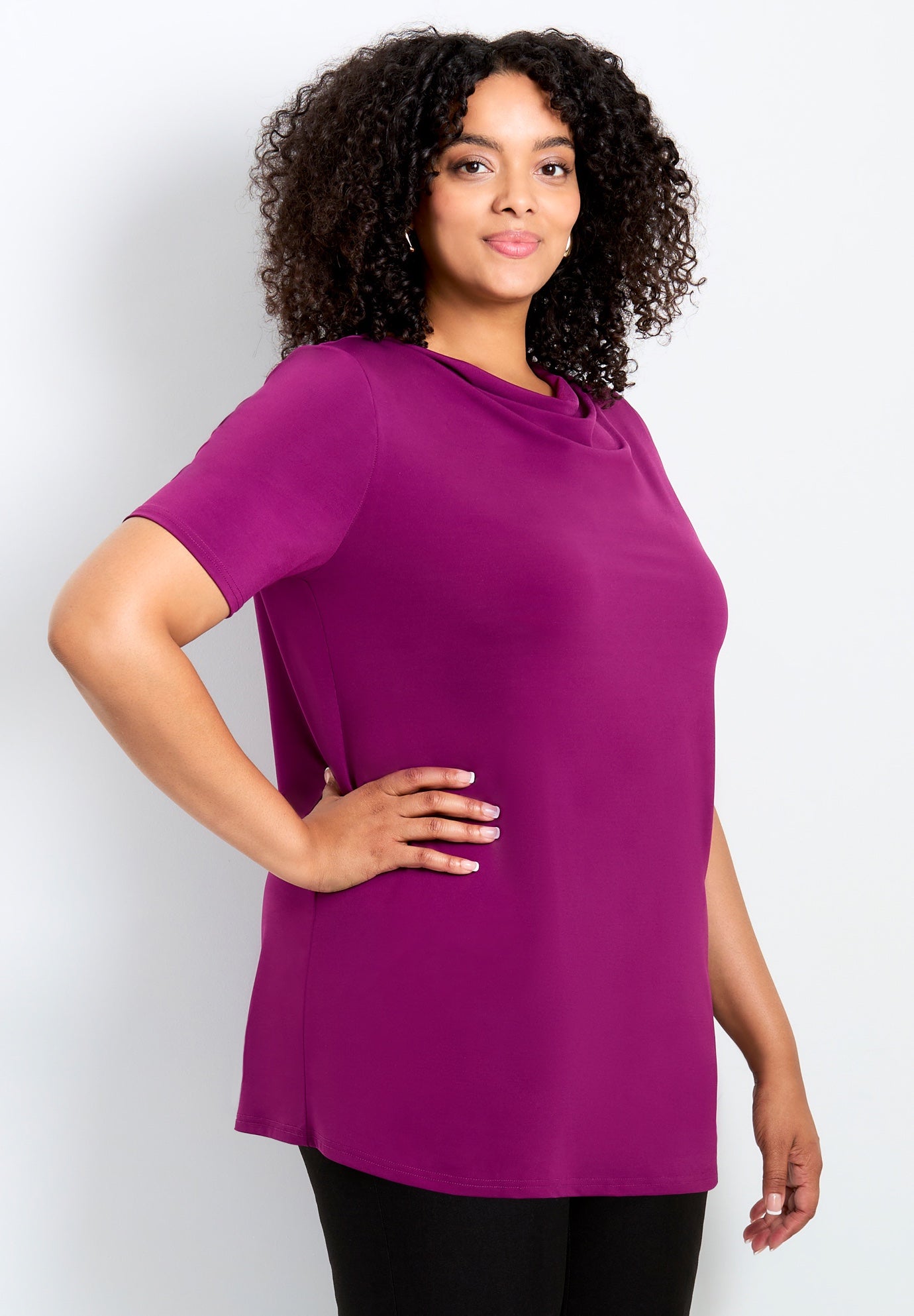 Cowl Neck Short Sleeve Top image number 2