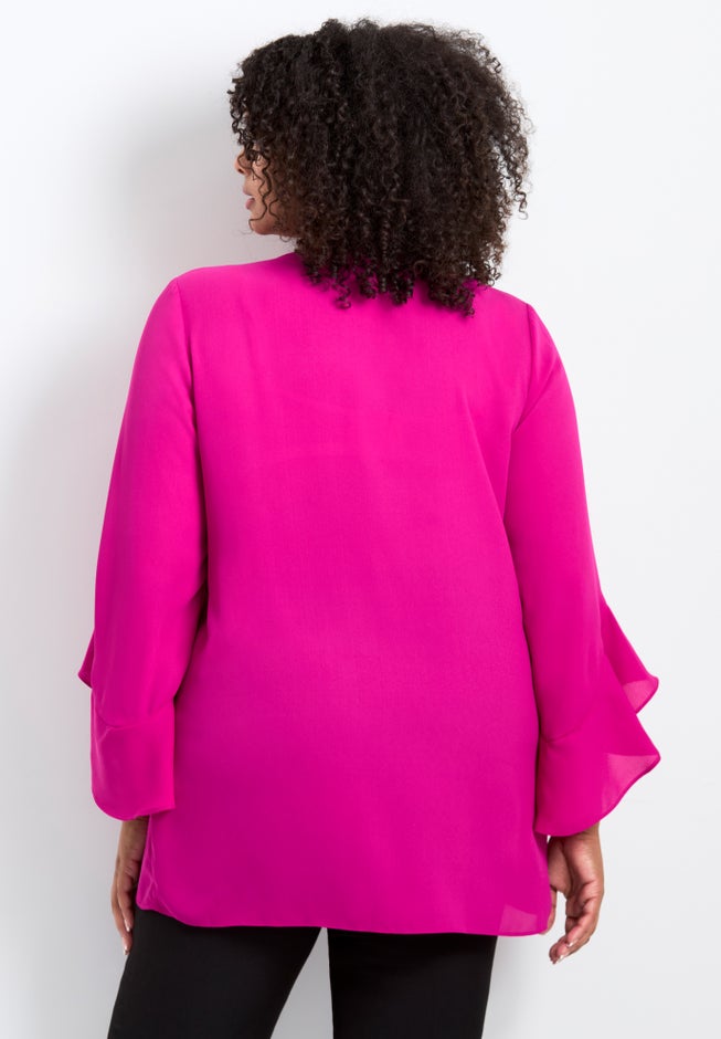Ruffle Sleeve Tulip Hem Blouse image number 1