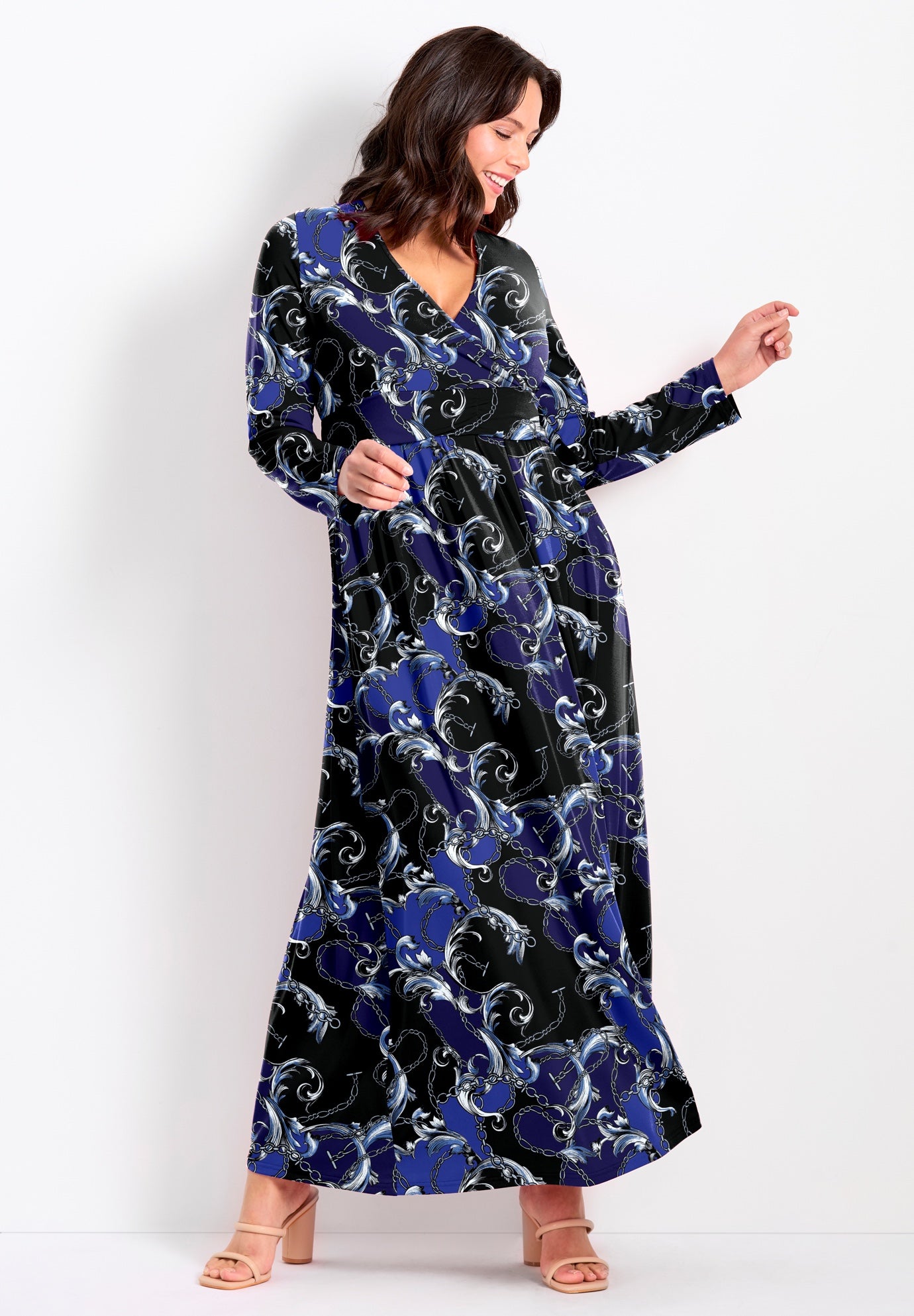 Faux Wrap Flare Maxi Dress image number 0