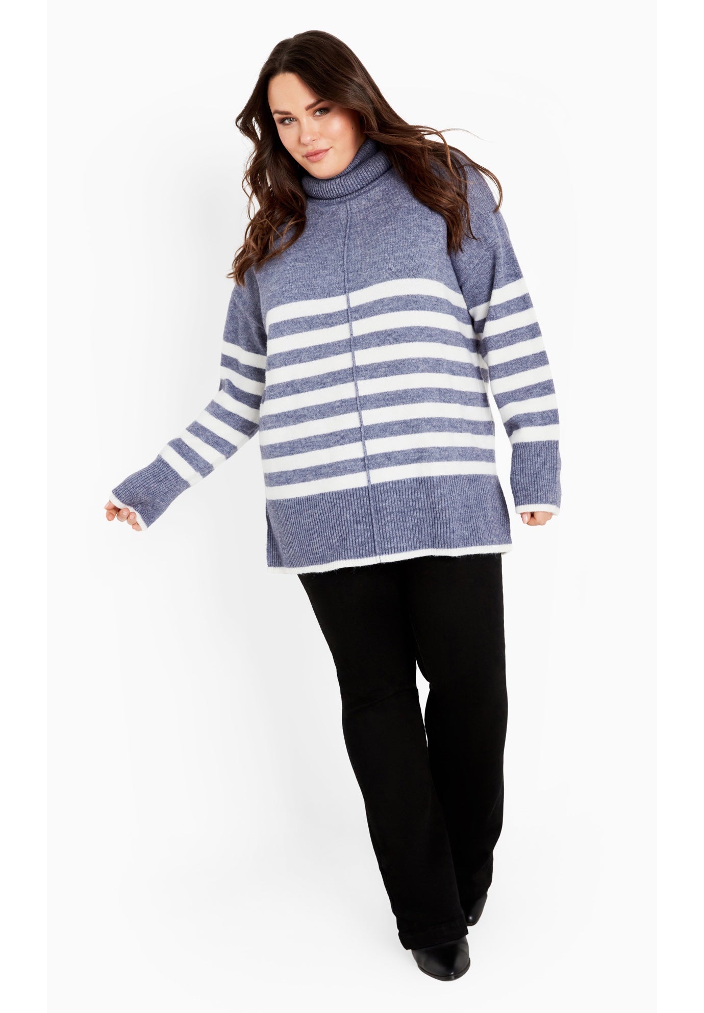 Livvy Roll Neck Stripe Sweater image number 2