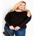 Cold Shoulder Full Length Sleeves Sweater image number null