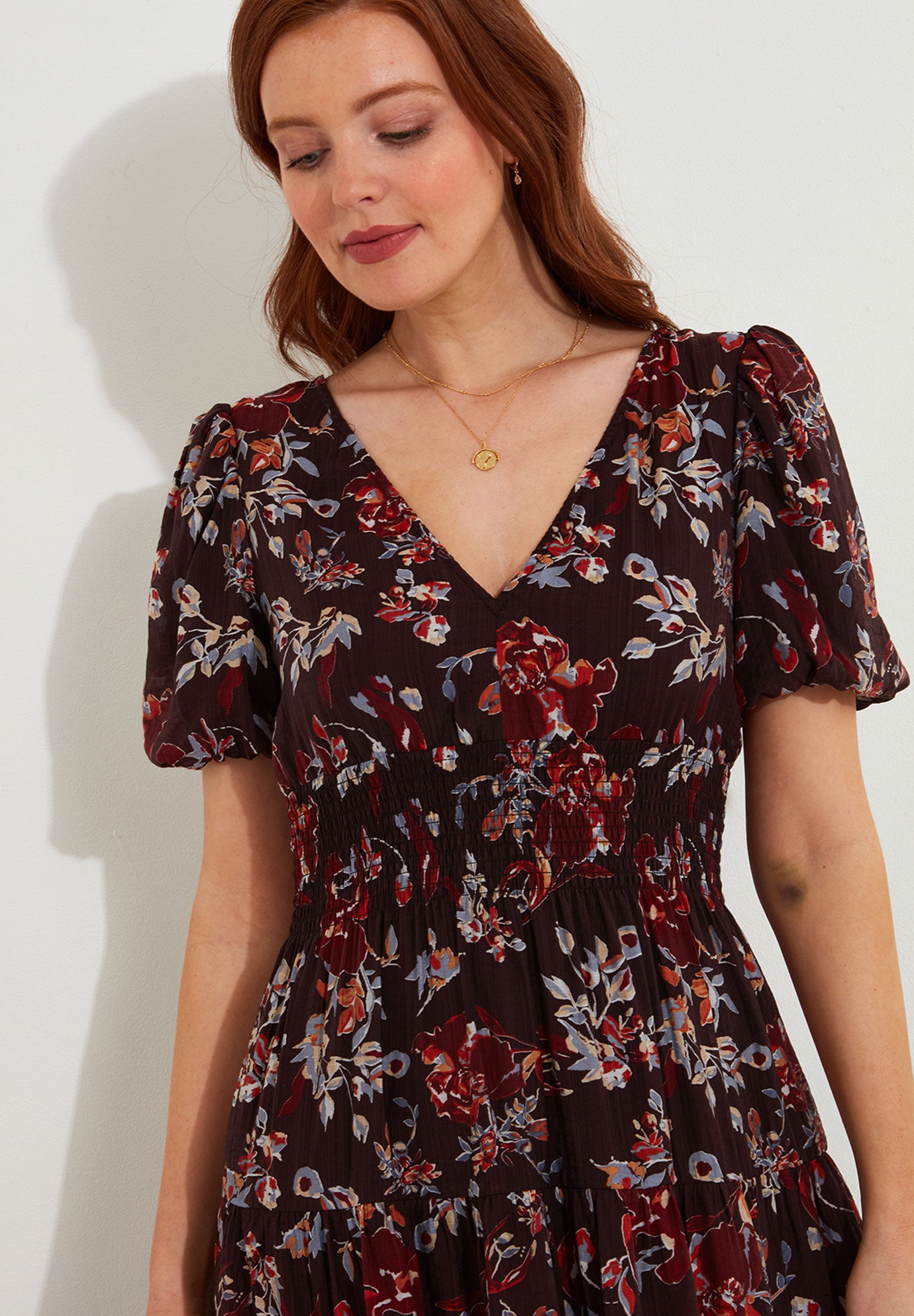 V-Neck Flounce Midi Dress image number 1