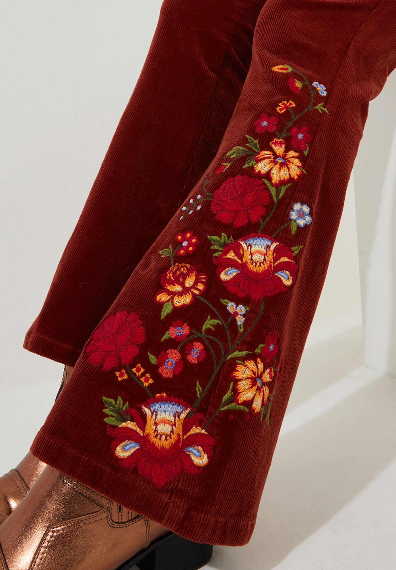 Embroidered Corduroy Flare Trouser image number 3