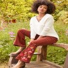 Embroidered Corduroy Flare Trouser image number null