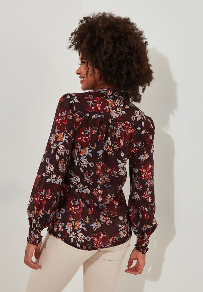 Sheer Button Front Blouse image number 2