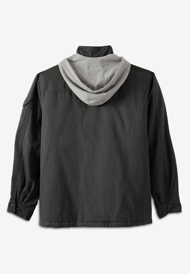 9 Pocket Twill Utility Jacket with Removable Hood image number 1