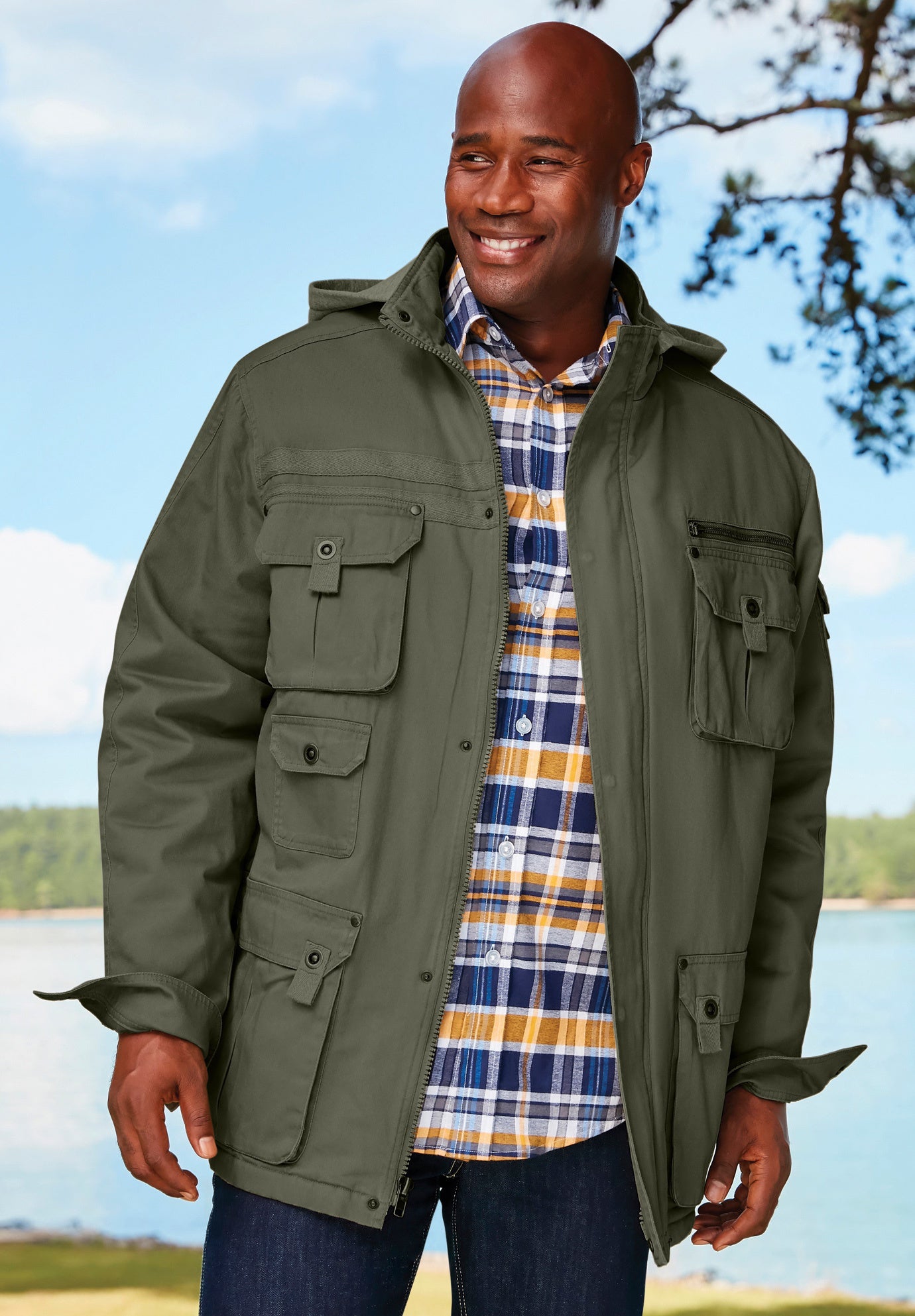 9 Pocket Twill Utility Jacket with Removable Hood image number 3