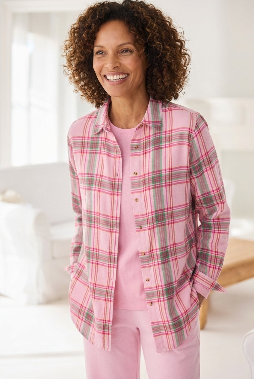 Plaid Double-Brushed Cotton Flannel Shirt image number 0