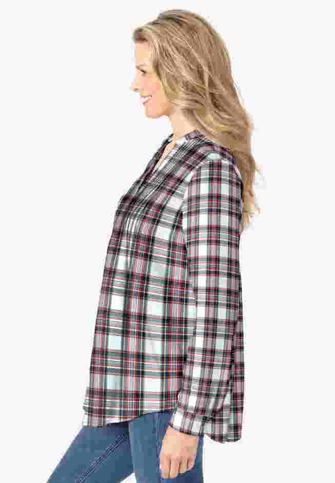 Pintucked Flannel Shirt image number 2
