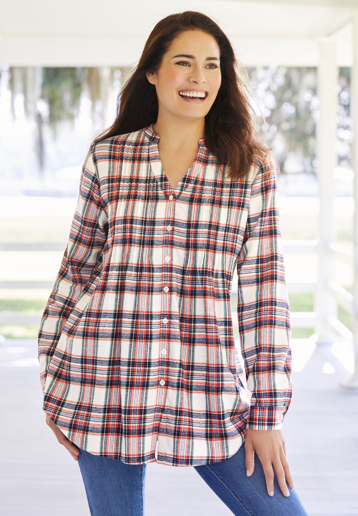 Pintucked Flannel Shirt image number 5