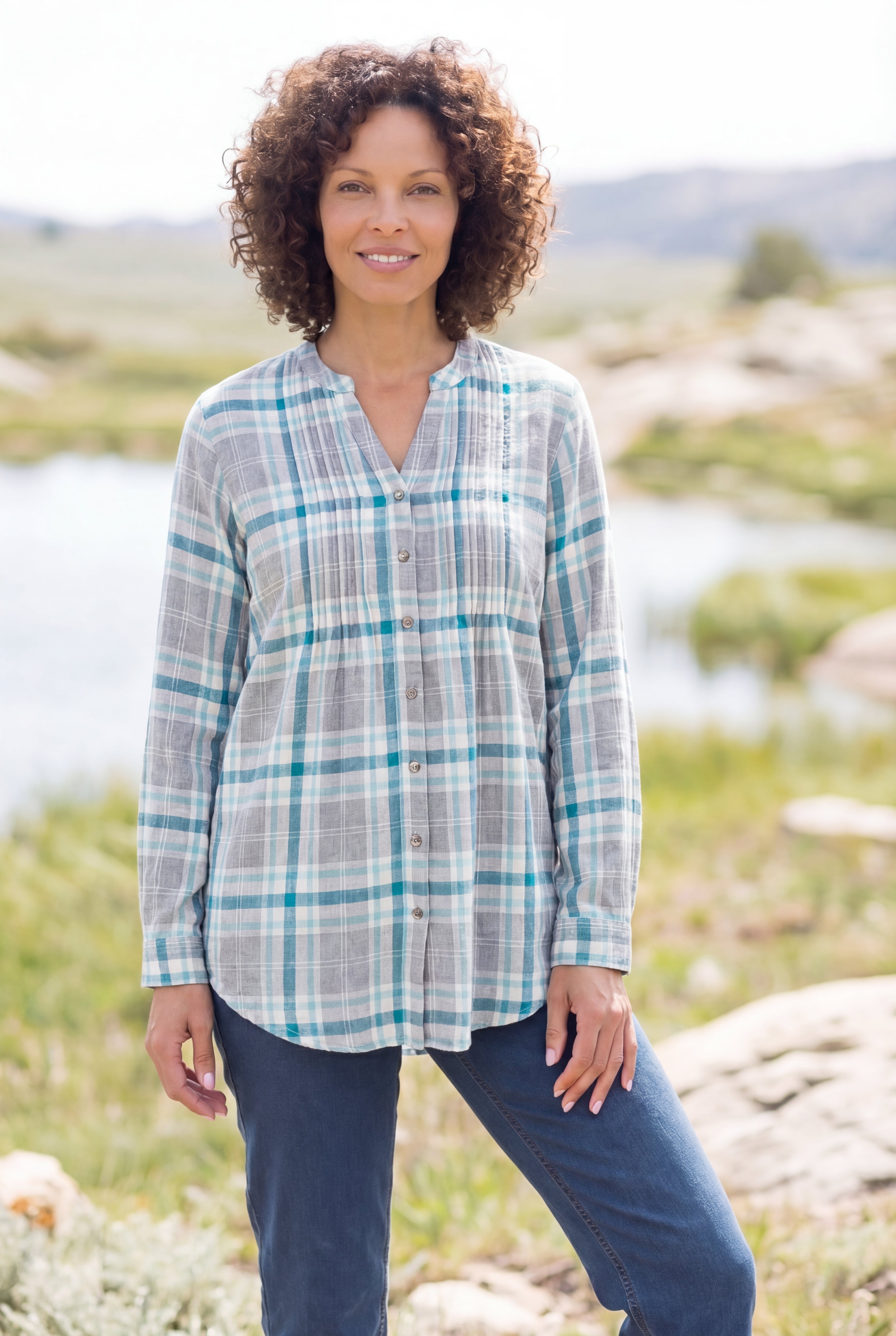 Pintucked Flannel Shirt image number 0