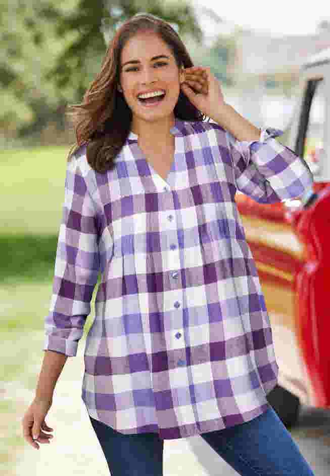 Pintucked Flannel Shirt image number 0