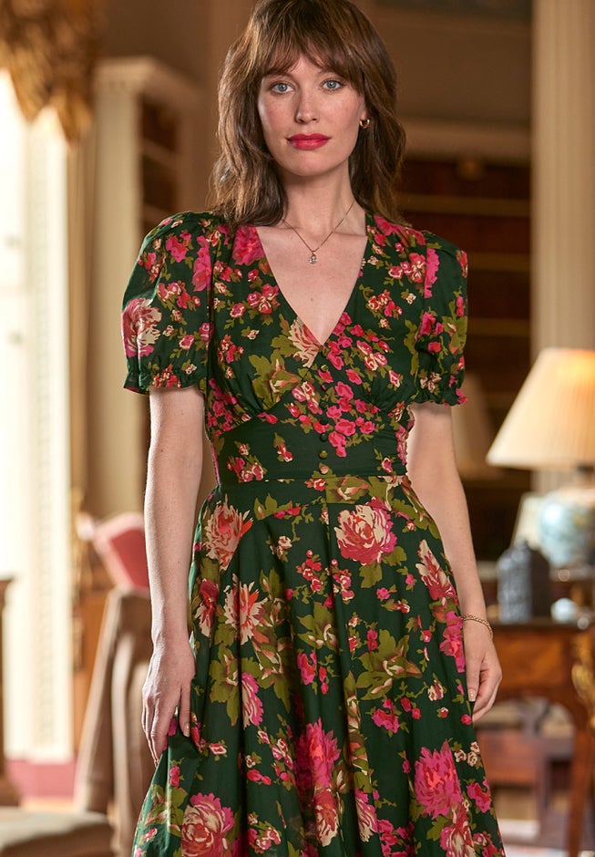 A-Line Button Front Midi Dress image number null