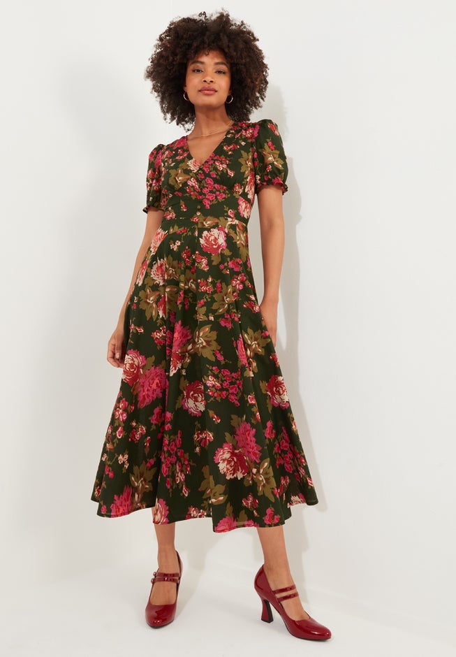 A-Line Button Front Midi Dress image number null
