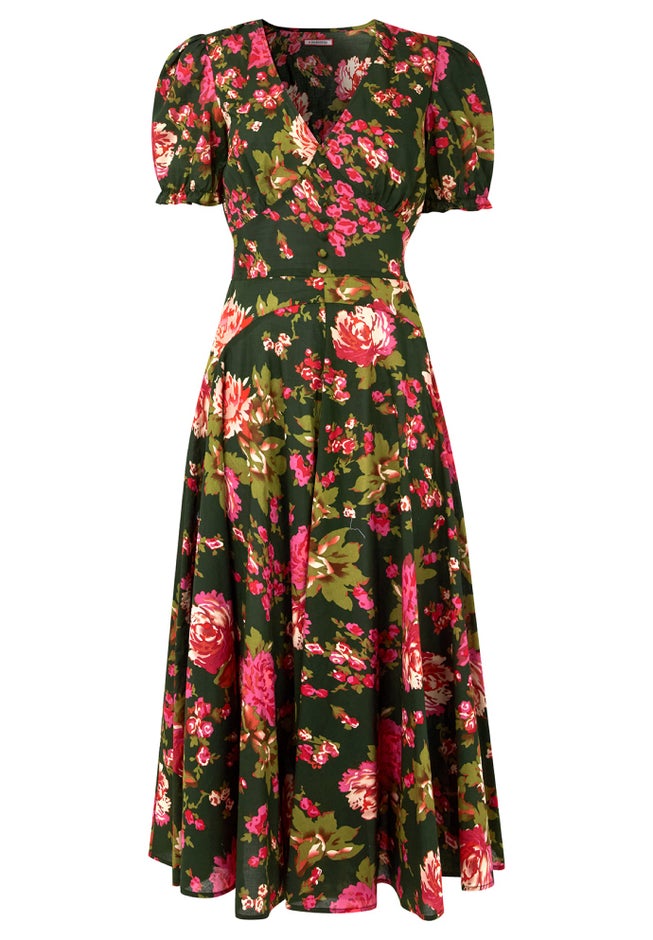 A-Line Button Front Midi Dress image number null