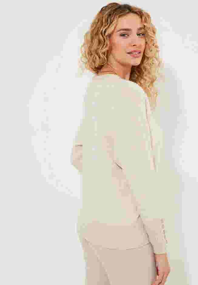 V-Neck Shimmer Pullover Sweater image number 2
