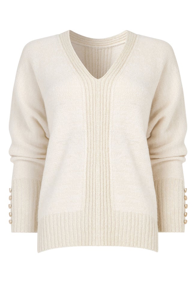 V-Neck Shimmer Pullover Sweater image number 3