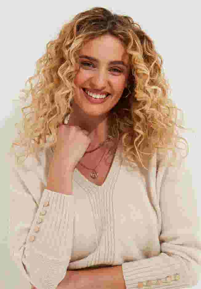 V-Neck Shimmer Pullover Sweater image number 0