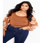 May Contrast Floral Sleeve Sweater image number 0