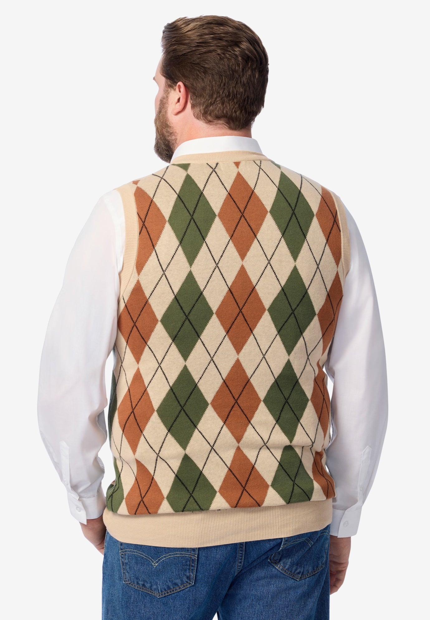 V-Neck Argyle Sweater Vest image number 1