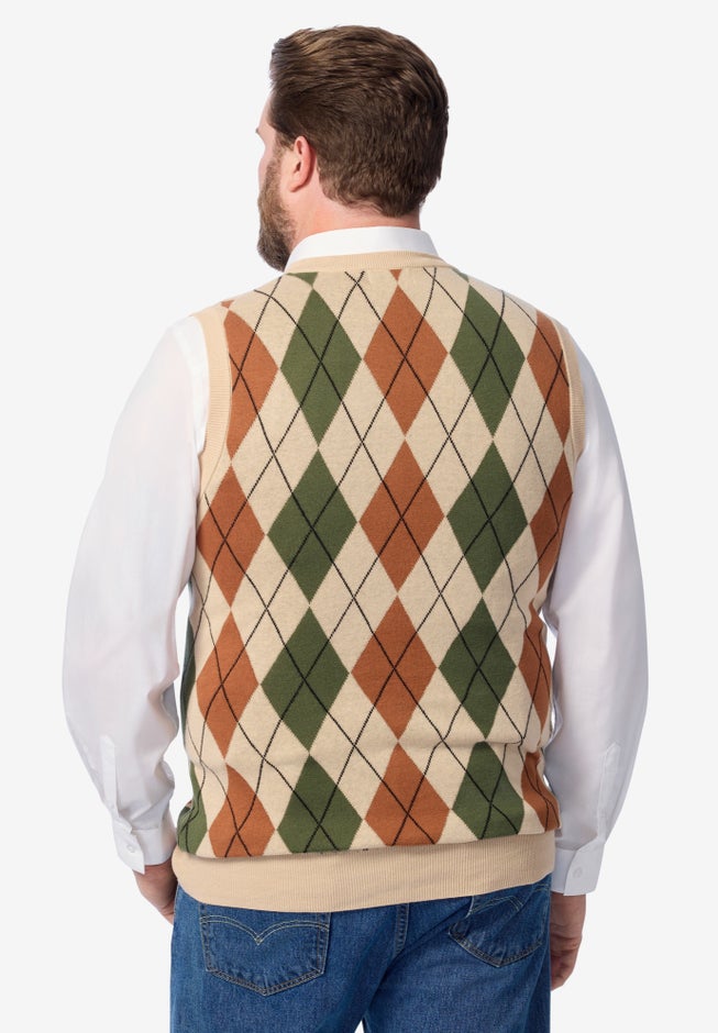 V-Neck Argyle Sweater Vest image number 1