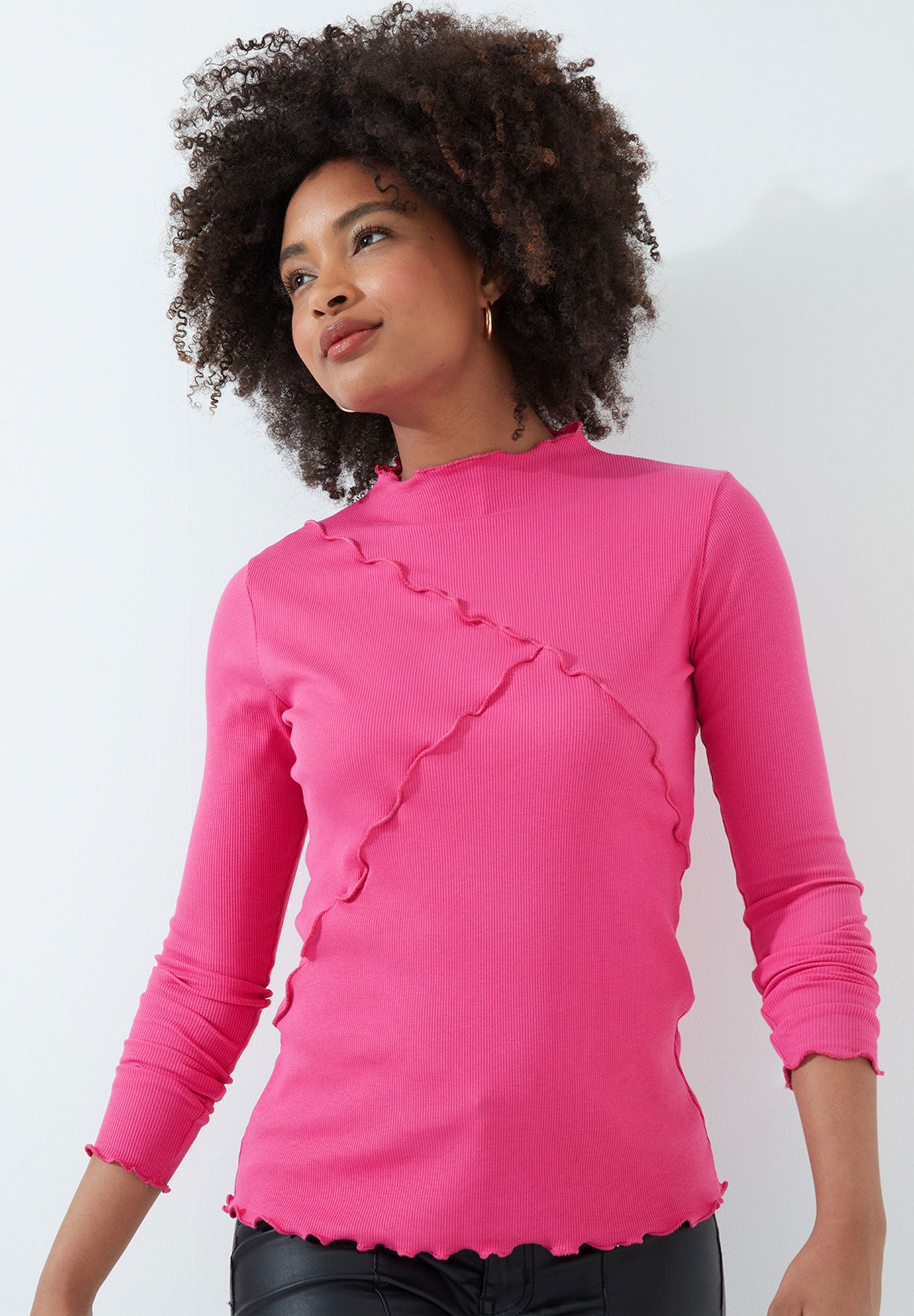 Stretch Cotton Lettuce Trim Top image number 0