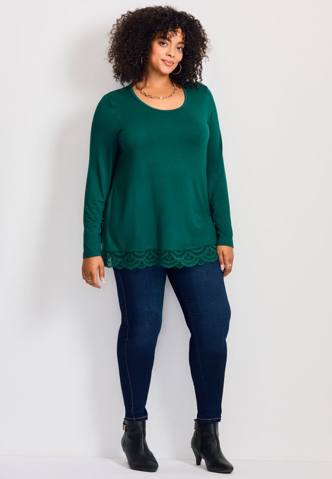 Lace Hem Crewneck Tunic image number 3