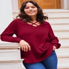 Knit Crepe Criss-Cross Top image number null