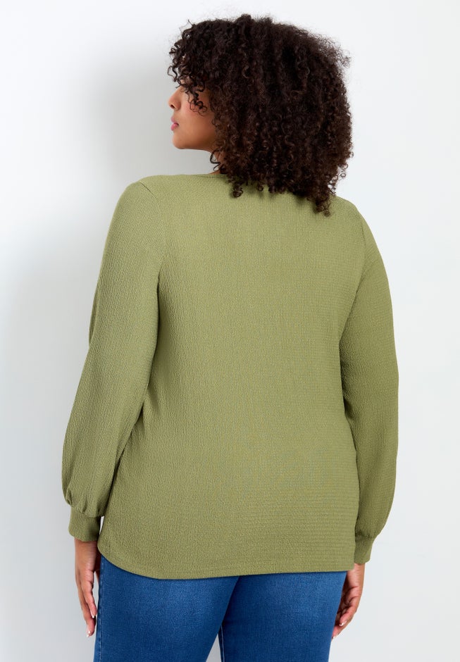 Knit Crepe Criss-Cross Top image number 1