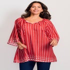 Bell Sleeve Keyhole Tie Blouse image number null