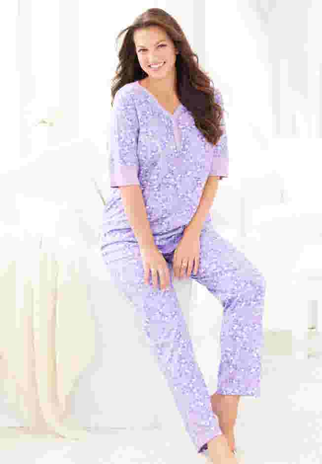 Printed Henley PJ Set image number 4