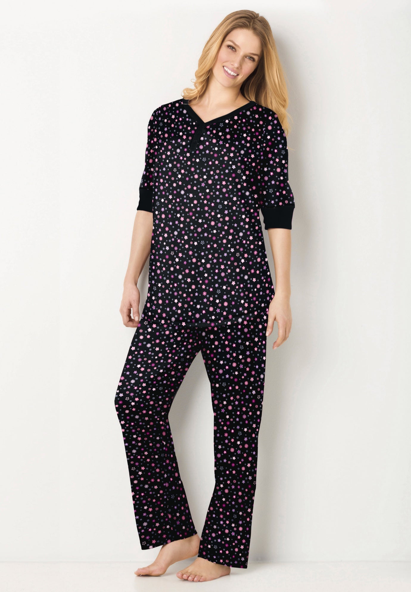 Printed Henley PJ Set image number 5