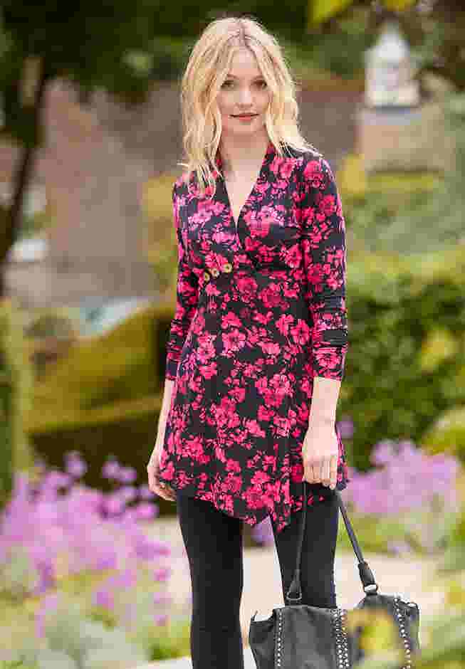 Stretch Knit Asymmetrical Tunic image number 0