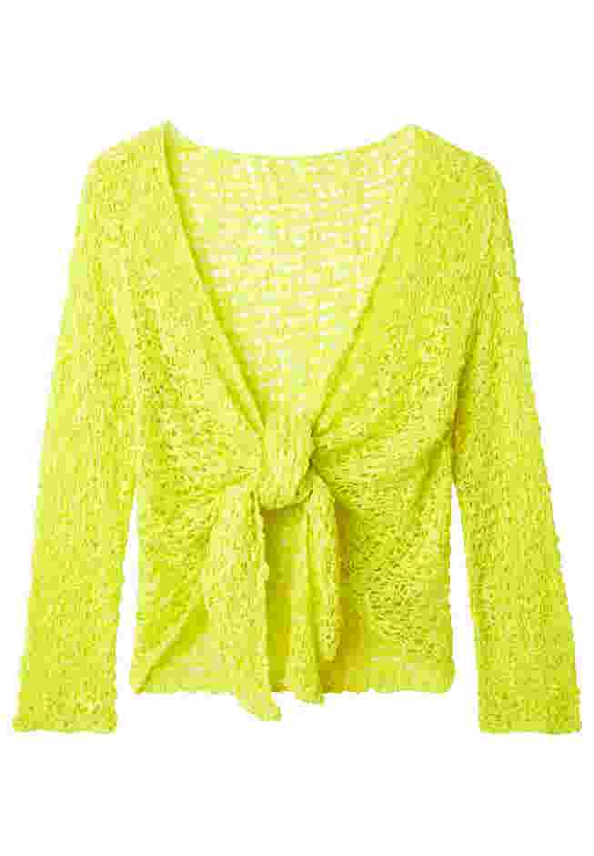 Popcorn Knit Tie Front Shrug image number 1
