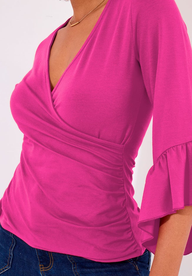 Stretch Knit Bell Sleeve Top image number 1