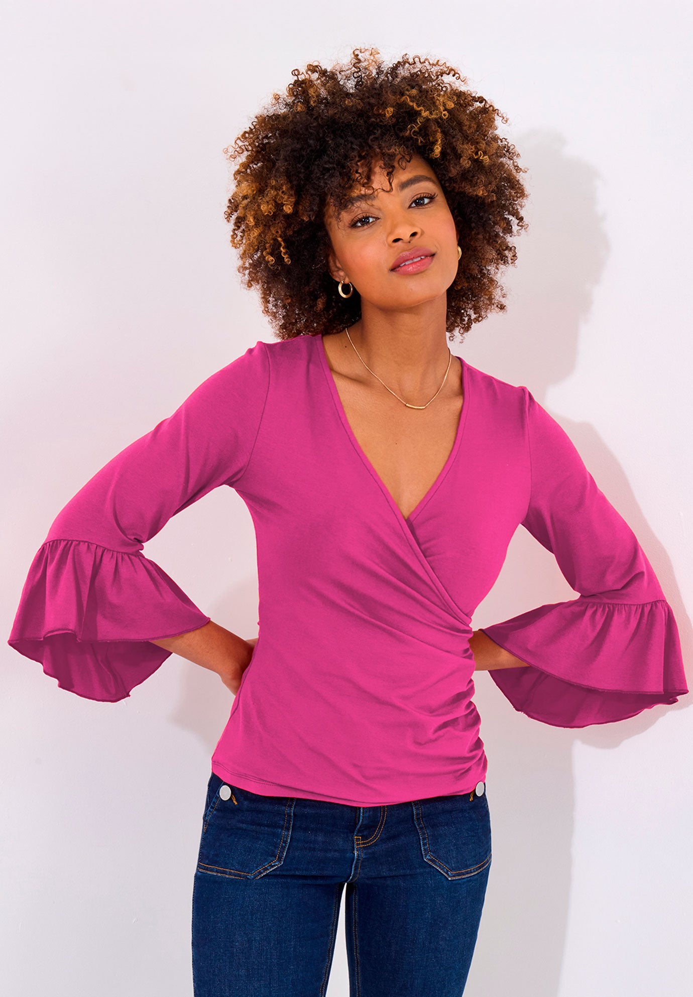 Stretch Knit Bell Sleeve Top image number 0
